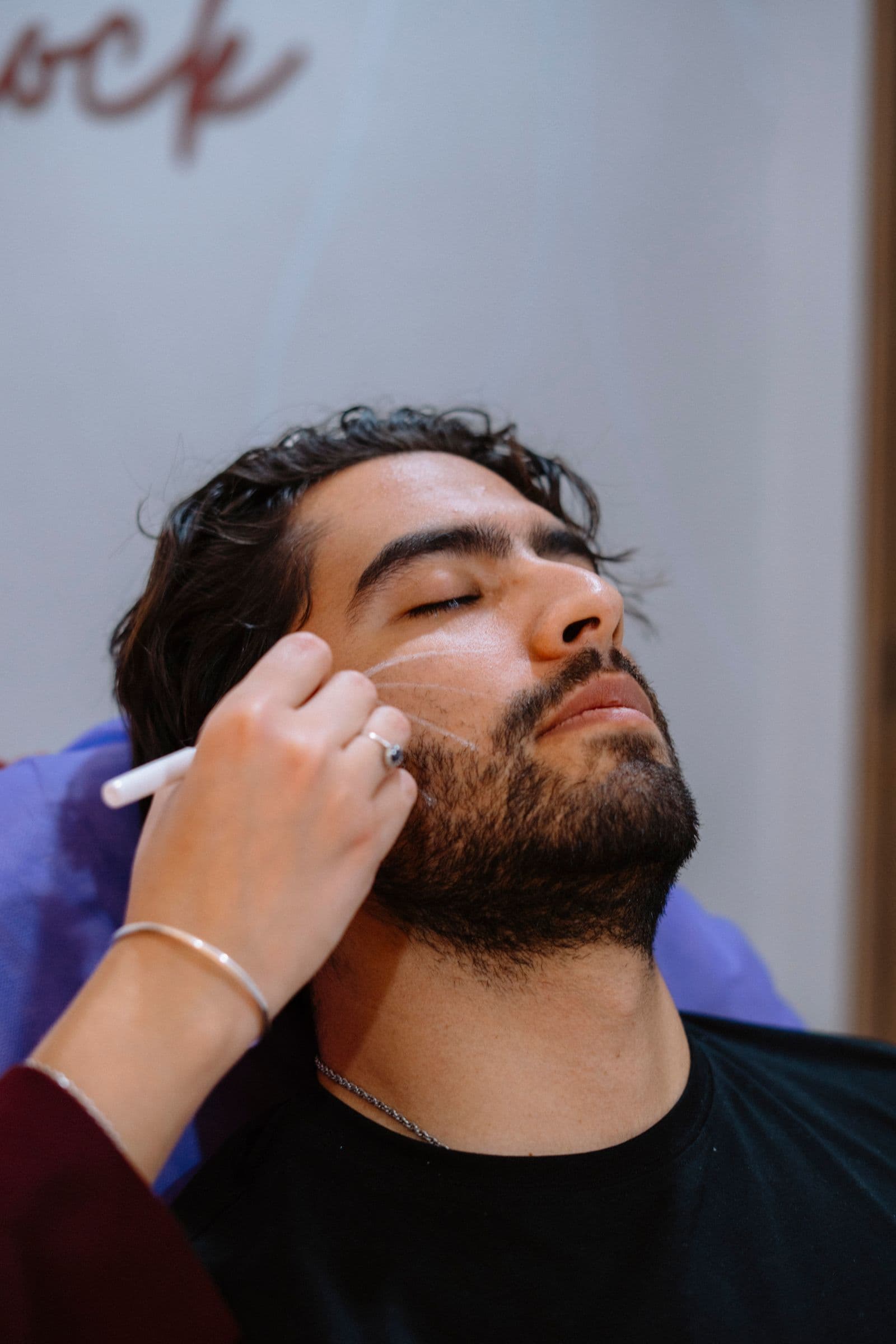 Customer with skincare treatment